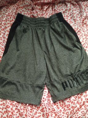Puma Olive Green and Black Men's Athletic Shorts